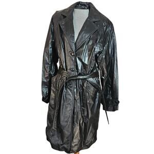Vintage G-iii Global Identity Leather Trench Coat Size Large